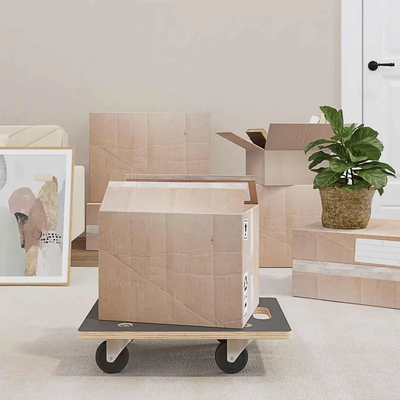 Carro de Transporte 6 pcs Gris Madera contrachapada