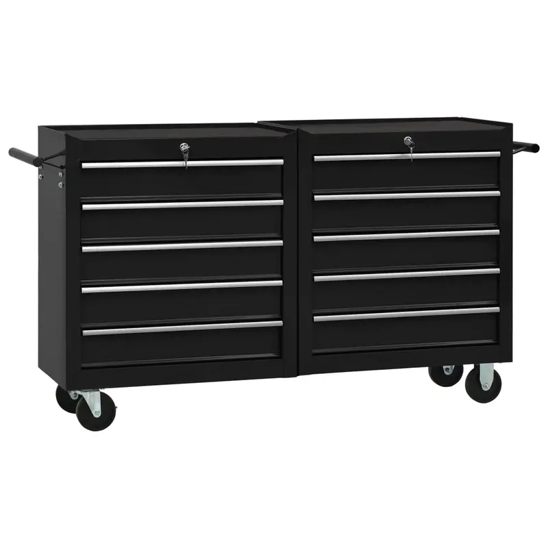 Carro para herramientas con 10 cajones acero negro
