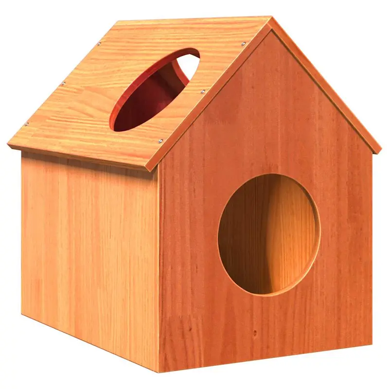 Casa para gatos cera marrón 41x50x50 cm madera maciza pino