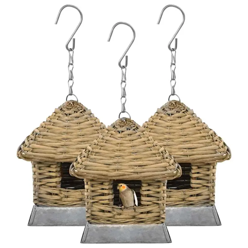 Casas para pájaros 3 unidades mimbre