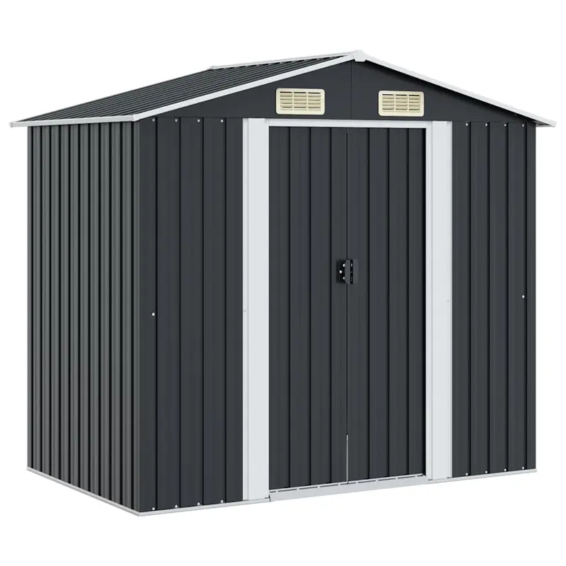 Caseta de jardín de acero gris antracita 204x132x186 cm