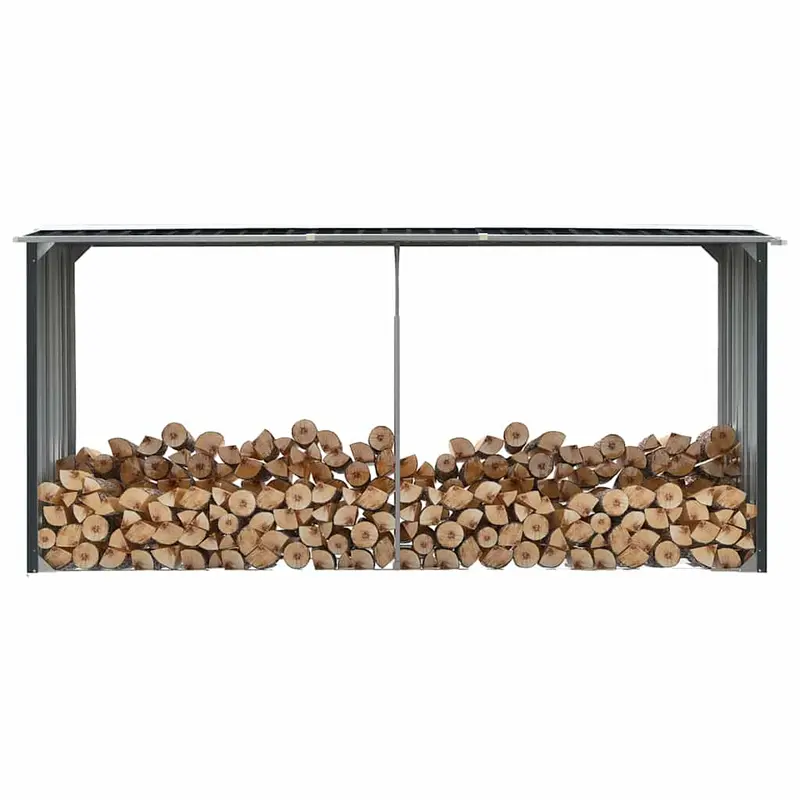 Casetilla para leña acero galvanizado antracita 330x92x153 cm