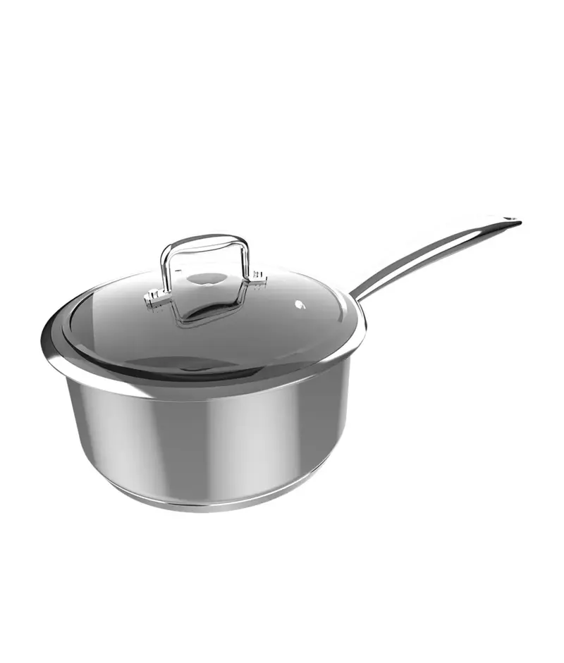 Cazo de Acero Inoxidable 16cm con Tapa de Cristal, Apto para Inducción y Horno de Cecotec