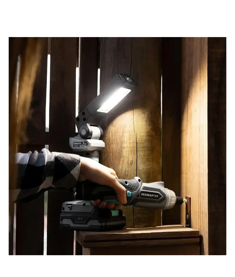 CecoRaptor WorkLight 2020 luz de trabajo inalámbrica 20V 2000mAh 300lm frontal y 250lm lateral Cecotec