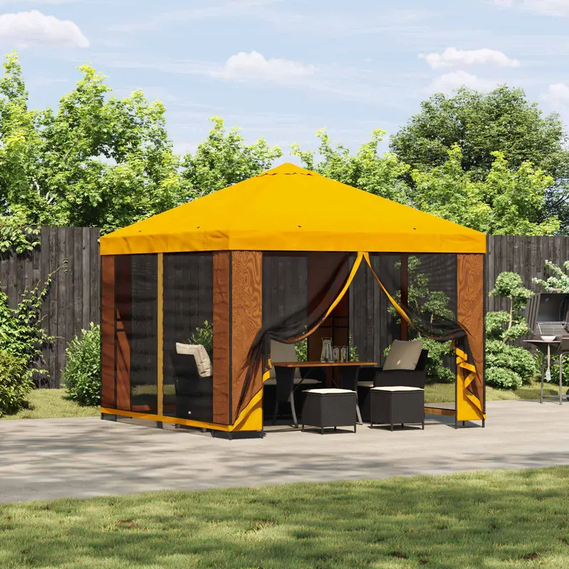 Cenador 3 x 3 m Amarillo Poliéster y Acero 190 gsm
