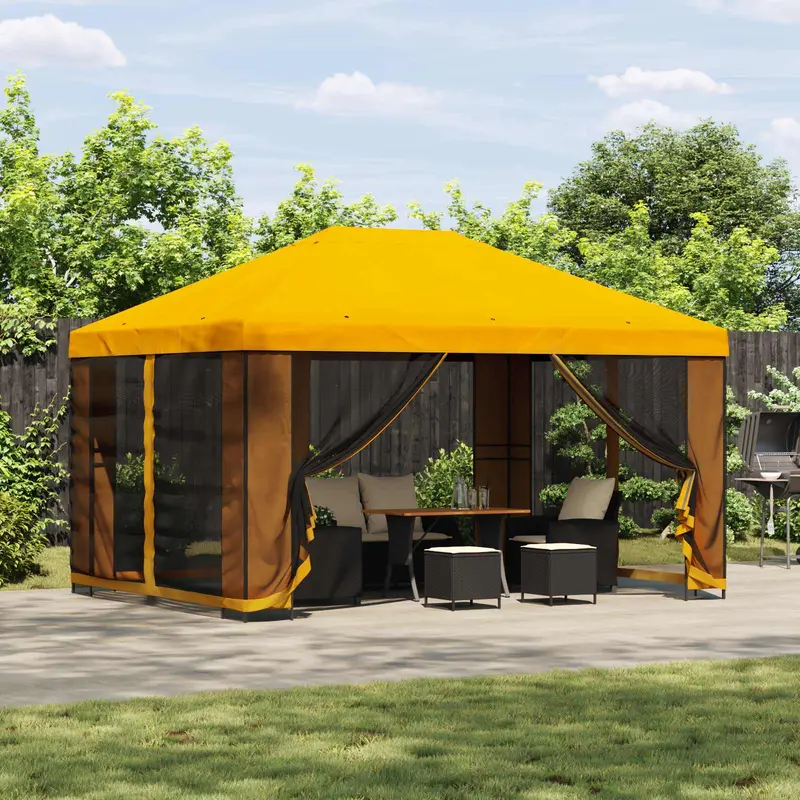 Cenador 4 x 3 m Amarillo Poliéster y Acero 190 gsm