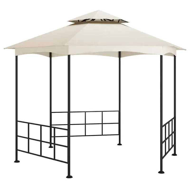 Cenador con paredes laterales crema 3,1x2,7 m