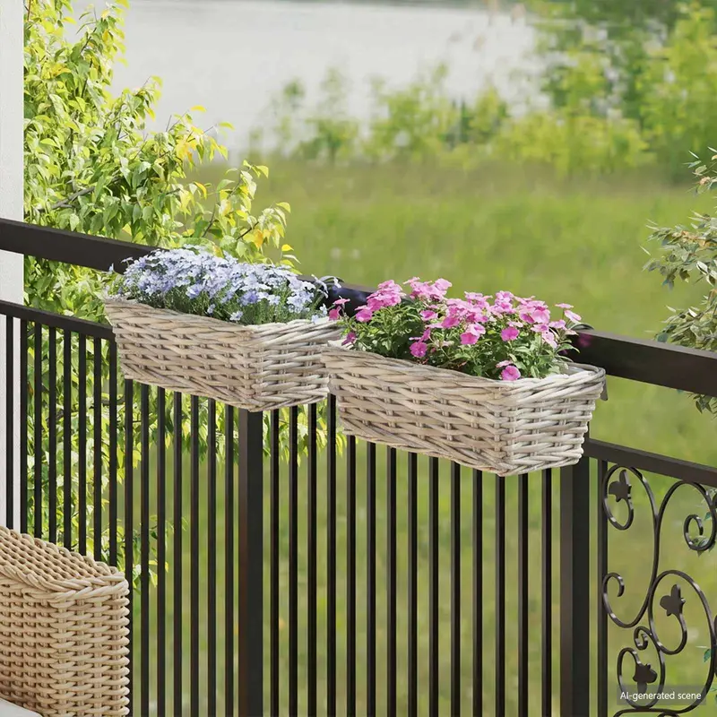Cesta Colgante para Plantas 2 pcs Gris 48 x 22 x 15 cm