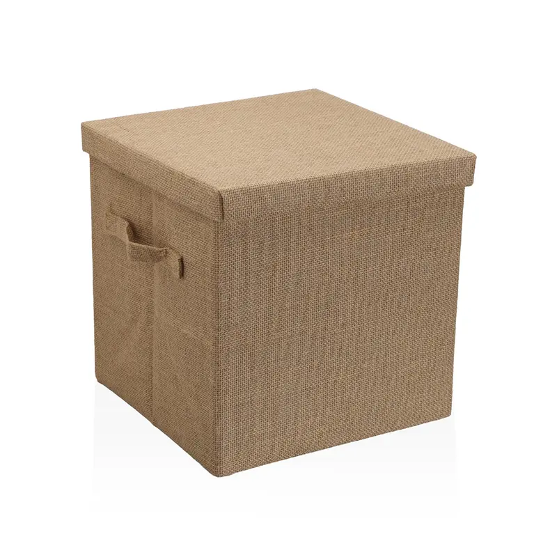 CESTA CON TAPA CUADRADA JUTE
