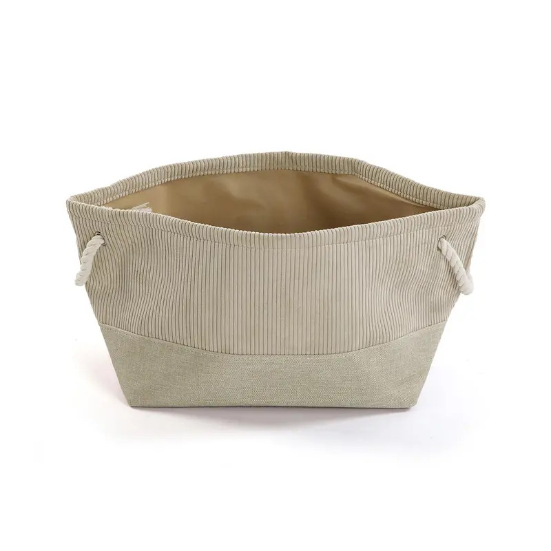 CESTA CORDUROY BEIGE CUADRADA