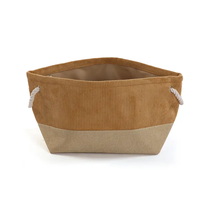 CESTA CORDUROY MARRON CUADRADA