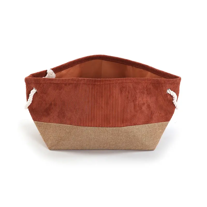 CESTA CORDUROY TERRACOTA CUADRADA