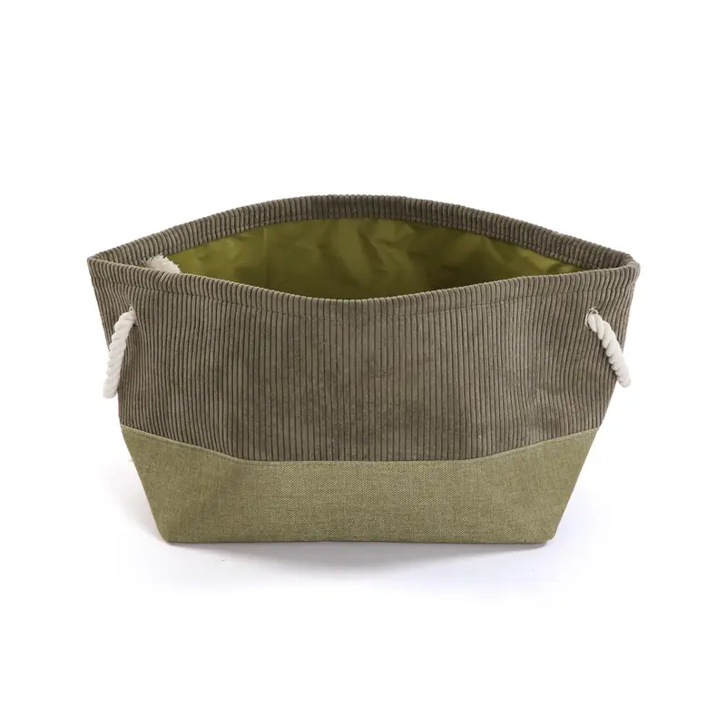 CESTA CORDUROY VERDE CUADRADA