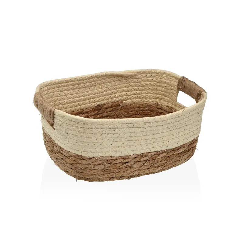 CESTA DE FIBRA VEGETAL CON ASAS 27X20 BEIGE