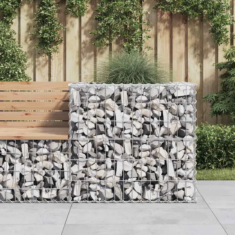 Cesta de gaviones hierro galvanizado color plateado 70x70x65 cm
