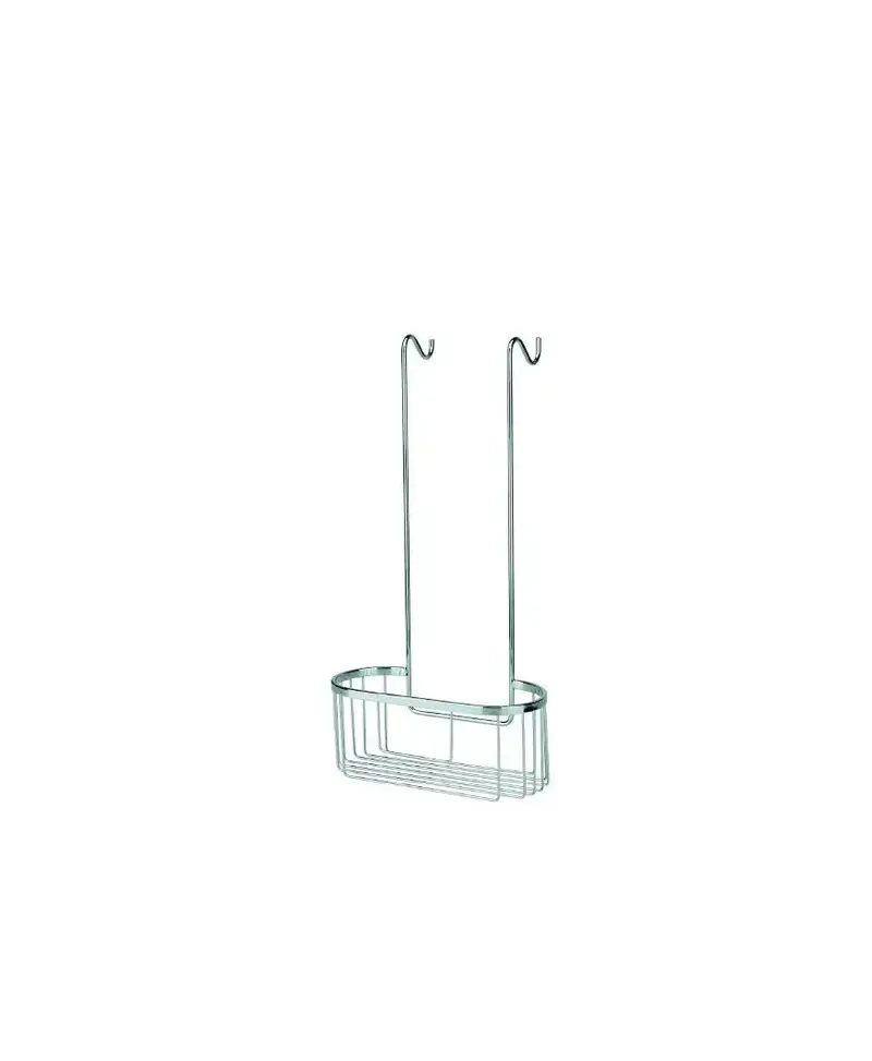 Cesta ovalada de acero inoxidable cromado para colgar en mampara de Aquore