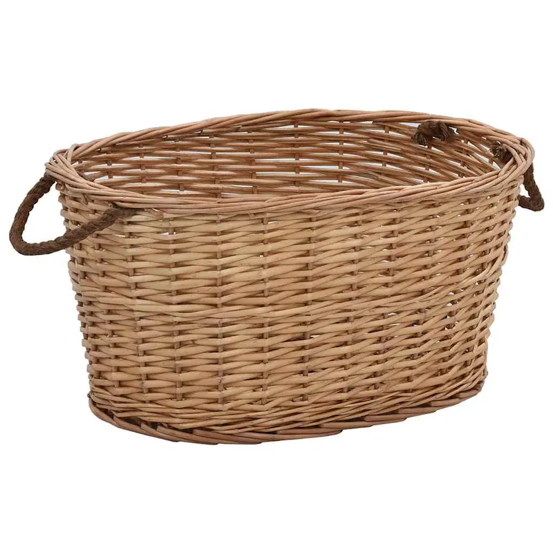 Cesta para leña con asas de transporte sauce natural 56x40x28cm