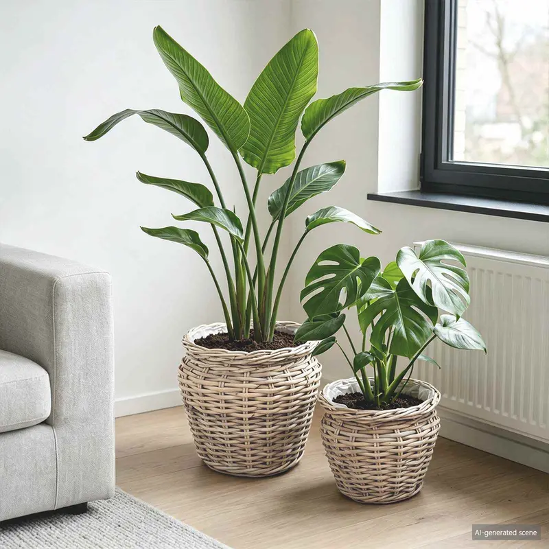 Cesta para Plantas con almacenamiento 2 pcs Gris Ratan Lacak