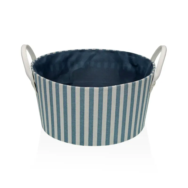 CESTA REDONDA RAYAS AZUL