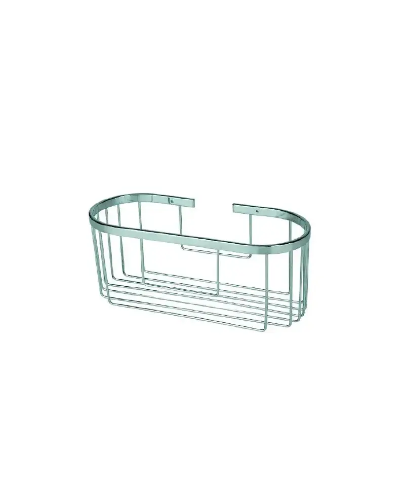 Cesta rejilla ovalada para baño de acero inoxidable cromado a pared de Aquore