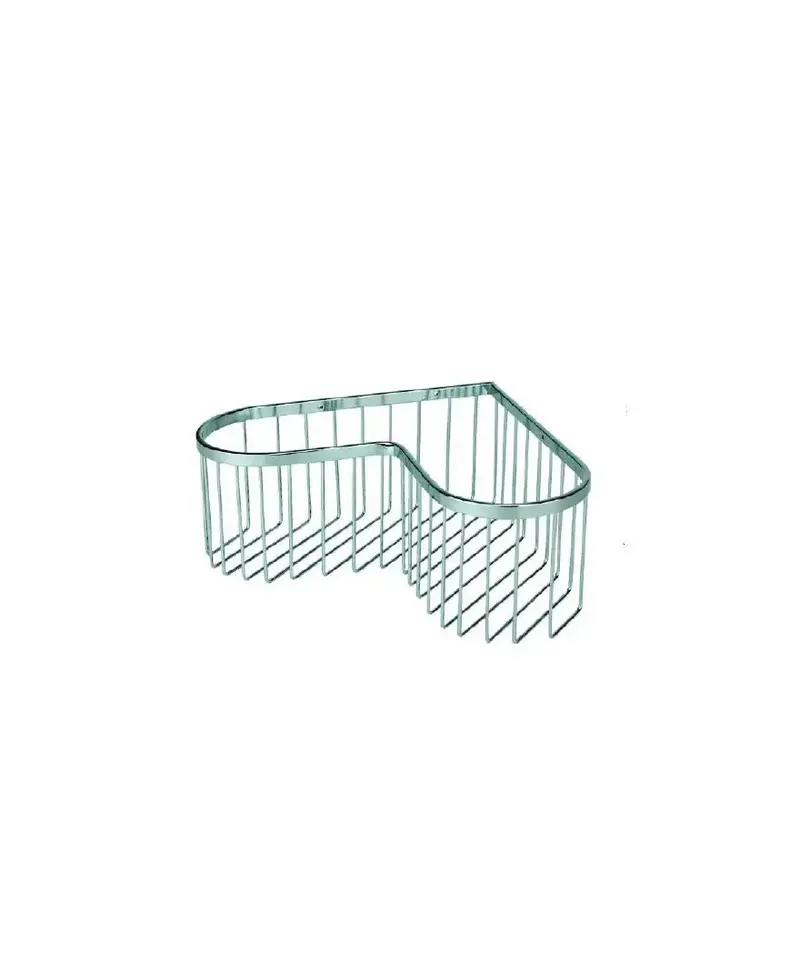 Cesta rincón de baño de acero inoxidable cromada fijación a pared de Aquore