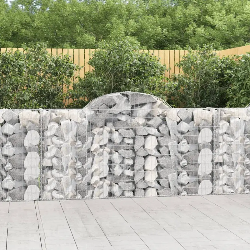 Cestas de gaviones 10 uds forma arco hierro 200x30x100/120 cm