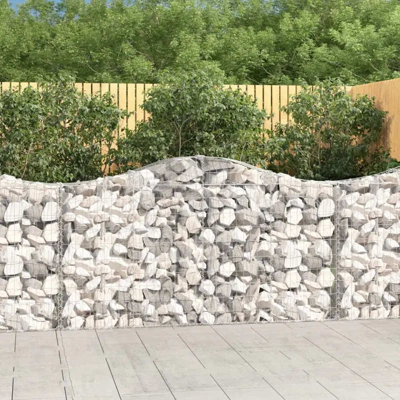 Cestas de gaviones 10 uds forma arco hierro 200x30x100/120 cm