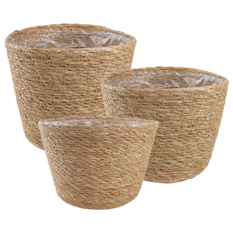 Cestas de plantas de hierba marina 3 pcs Natural Ø26 x 19 cm
