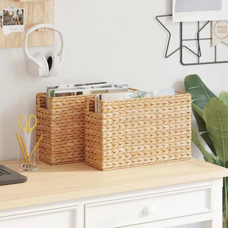 Cestas de Revistas 2 pcs Natural 39 x 14 x 25 cm