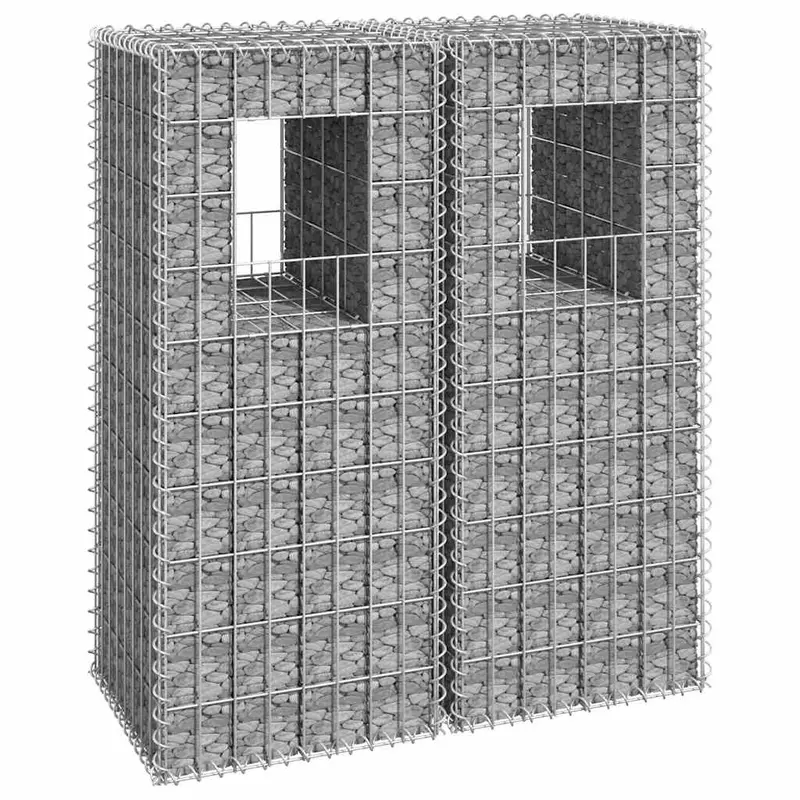 Cestas postes de gaviones 2 unidades hierro 40x40x100 cm