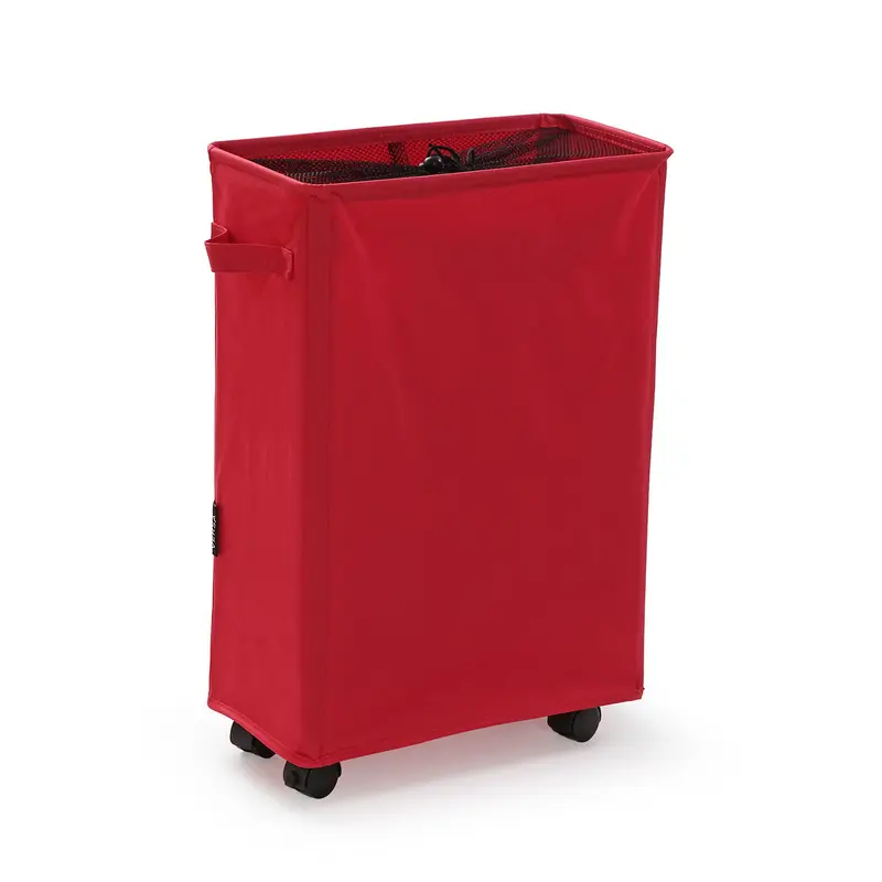 CESTO DE ROPA ROJO ALARGADO CON CUBIERTA DE MALLA