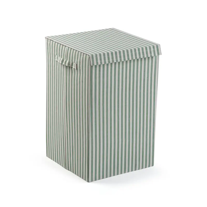 CESTO ROPA PLEGABLE RAYAS VERDE