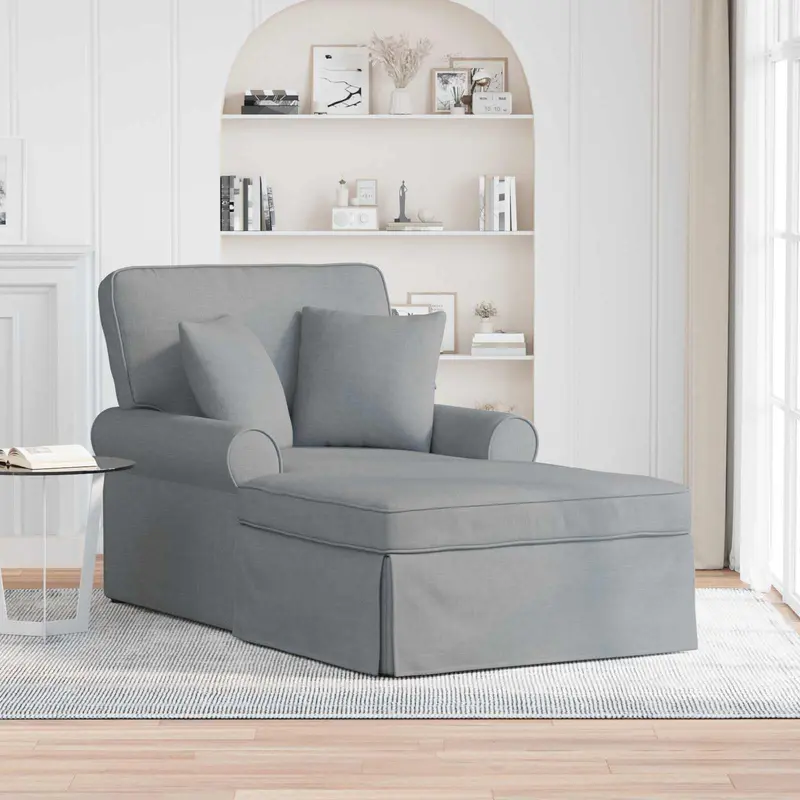 Chaise Lounge con Falda con cojín 3 pcs Gris Claro tela