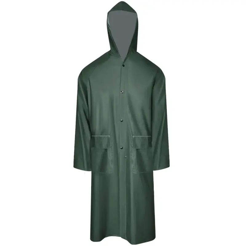 Chubasquero impermeable largo con capucha talla L verde