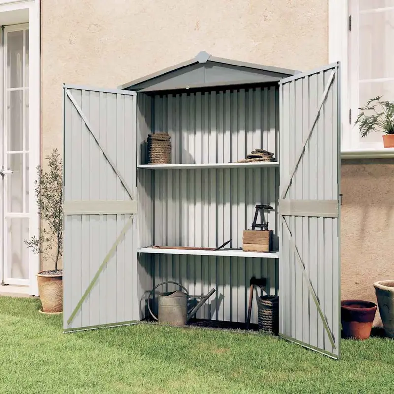 Cobertizo de jardín acero galvanizado gris 116x45x175 cm