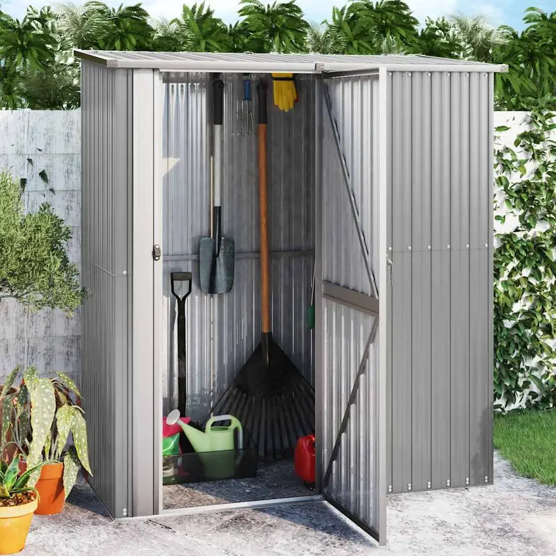 Cobertizo de jardín acero galvanizado gris 180,5x97x209,5 cm