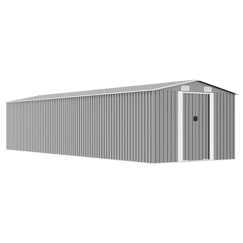 Cobertizo de jardín acero galvanizado gris 257x779x181 cm