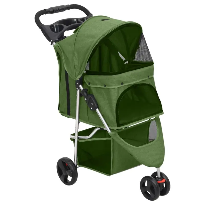 Cochecito para perros plegable tela oxford verde 80x46x98 cm