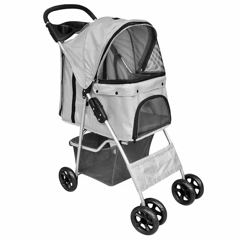 Cochecito plegable para mascotas perro/gato gris