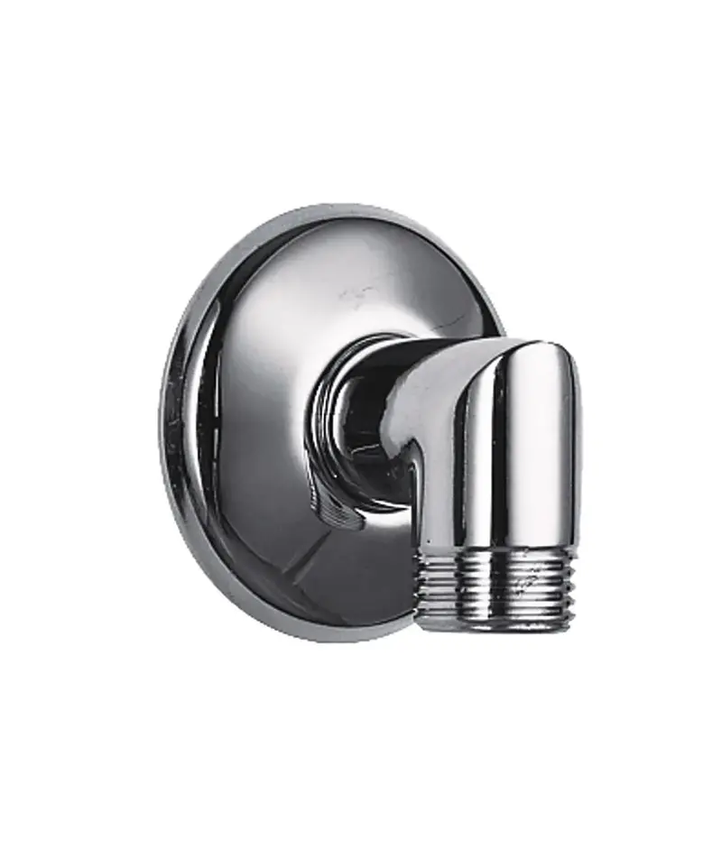 Codo circular de pared para conectar el flexo de ducha con diseño clásico y acabado cromado TRES