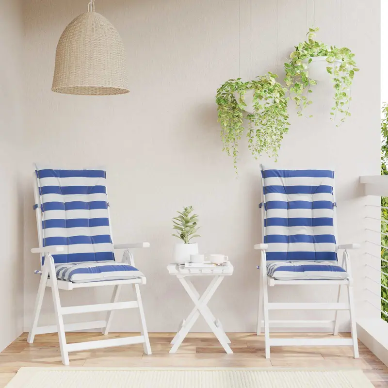 Cojín de exterior 2 pcs Azul y Blanco 120 x 50 x 7 cm Tela