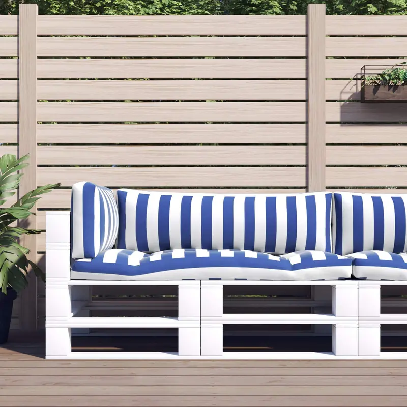 Cojín de exterior 3 pcs Azul y Blanco 103 x 58 x 10 cm Tela