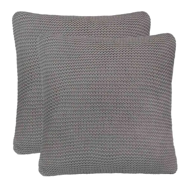 Cojín decorativo Tejido de Canasta con almohada Gris Algodón