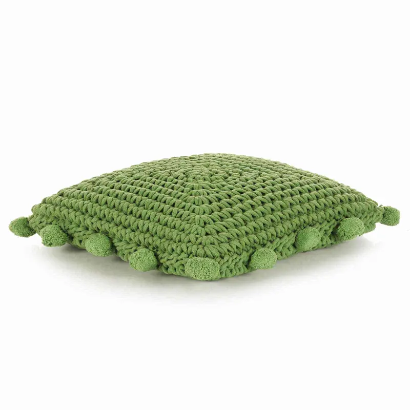 Cojín decorativo Tejido de Canasta Verde 50 x 50 cm Algodón