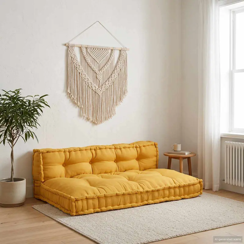 Cojín para Sofá Pallet 2 pcs Amarillo 120 x 80 x 38 cm Tela