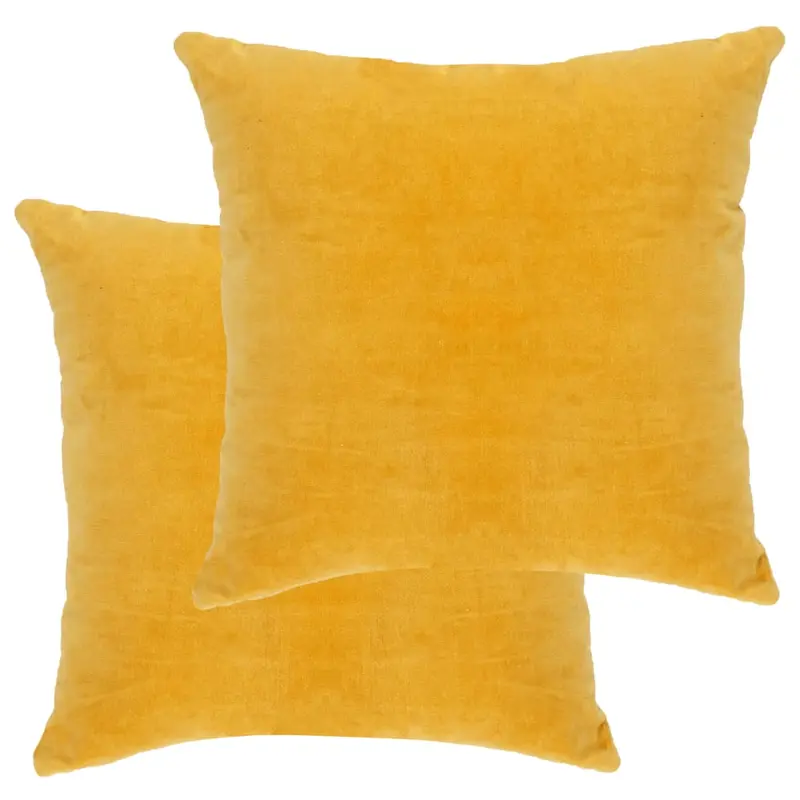 Cojines 2 unidades terciopelo de algodón amarillo 45x45 cm