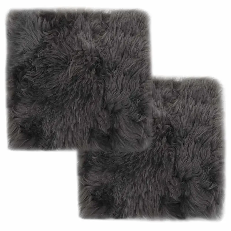 Cojines de silla 2 uds piel de oveja real 40x40 cm