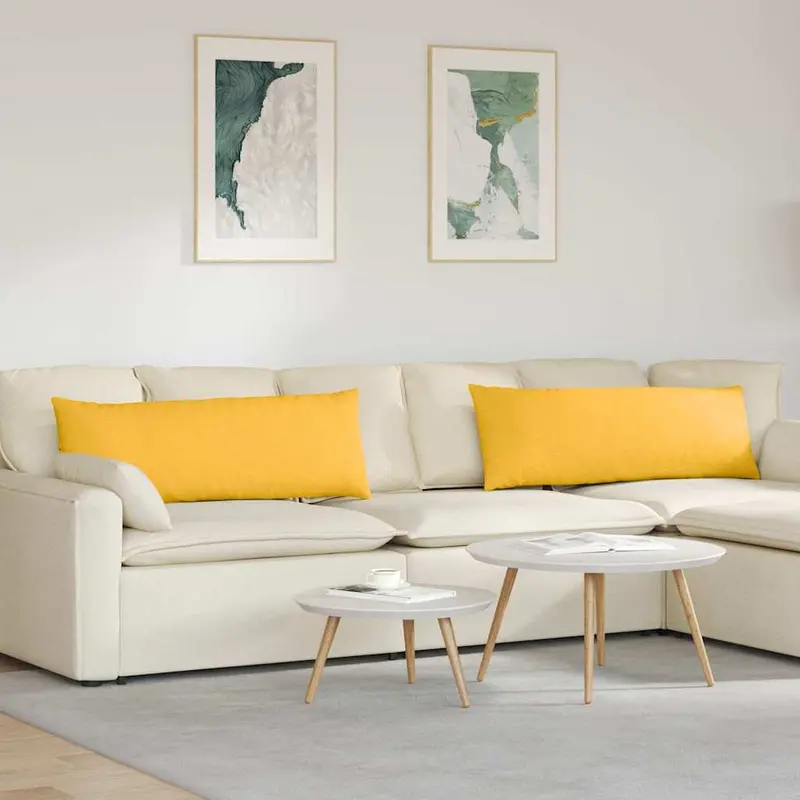 Cojines de sofá 2 pcs Amarillo Claro 120 x 40 cm Tela de pana