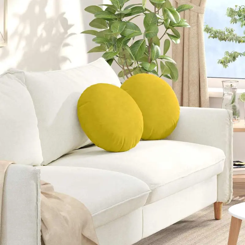 Cojines para asiento 2 pcs Amarillo Ø 40 x 13 cm Terciopelo