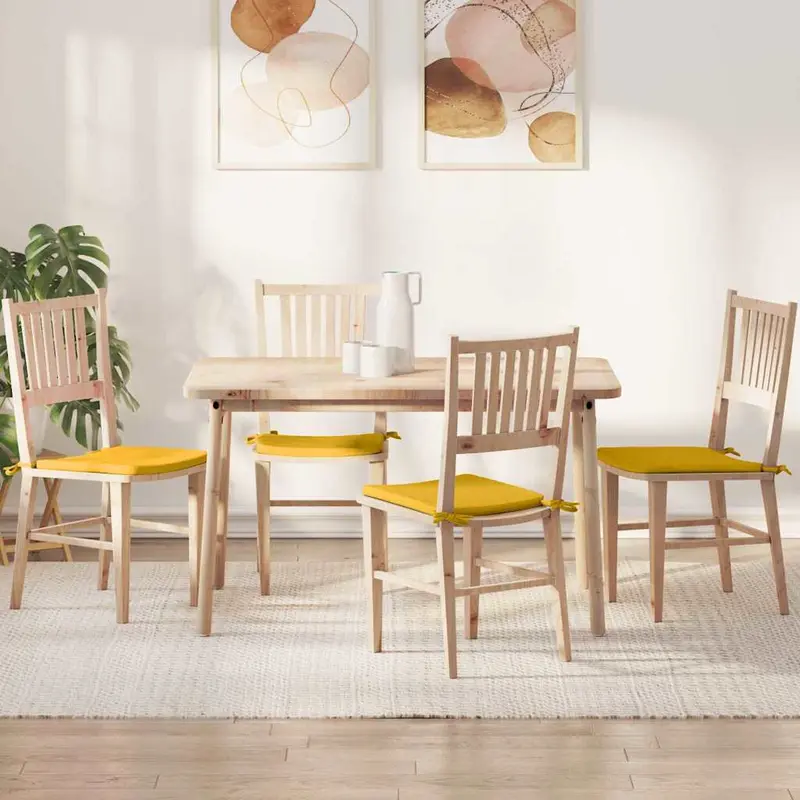 Cojines para asiento 4 pcs Amarillo Claro 40 x 40 x 3 cm
